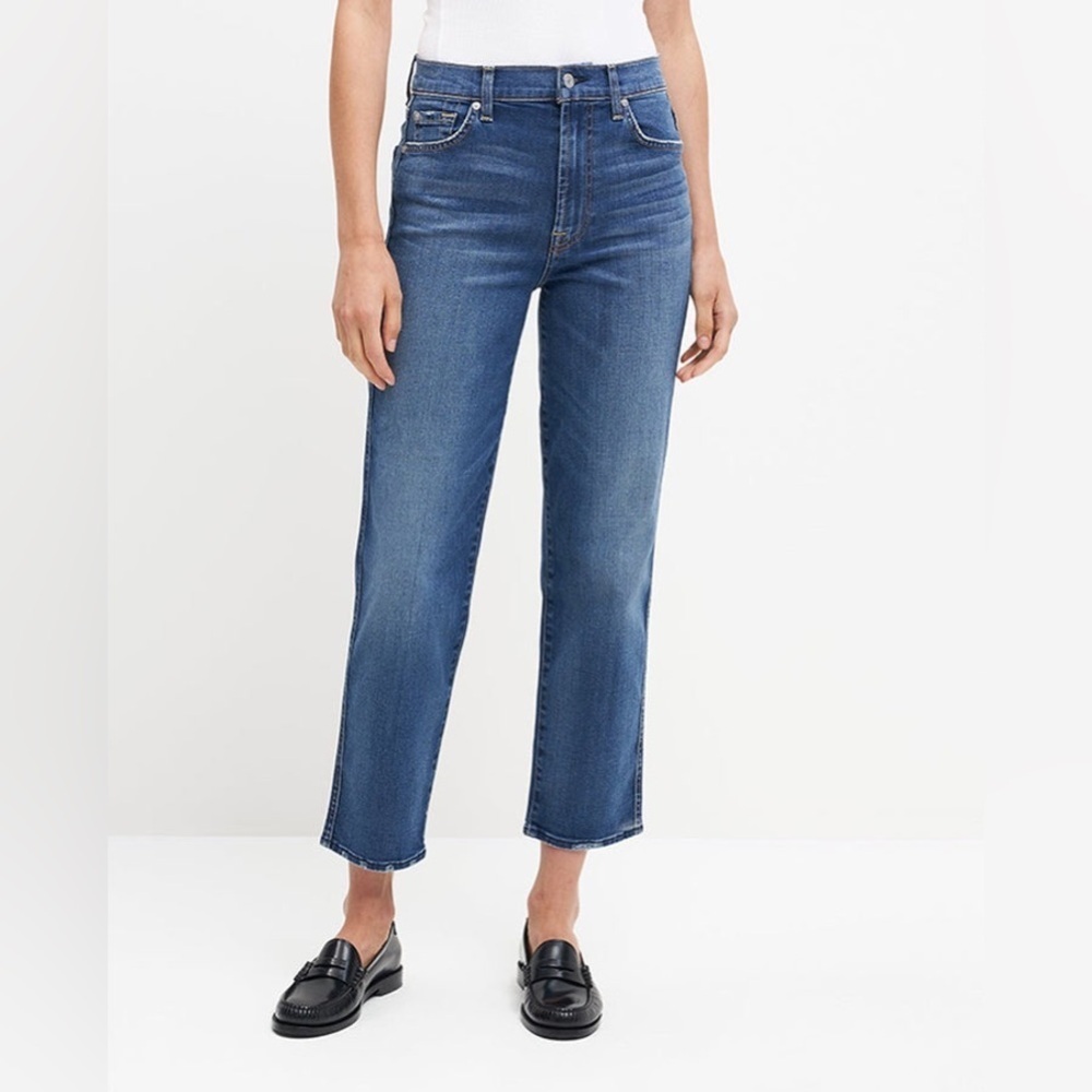 7 For All Mankind High Waist Straight Cropped Jeans | Size 27